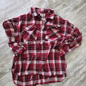 Maternity XL boyfriend red plaid flannel